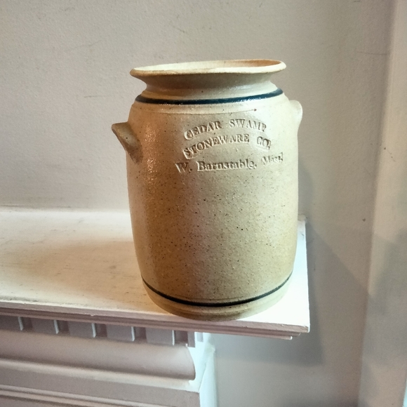 Vintage Cedar Swamp Stoneware Jam Crock Canister Vase Tan - Picture 3 of 8